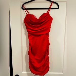 Red satin dress